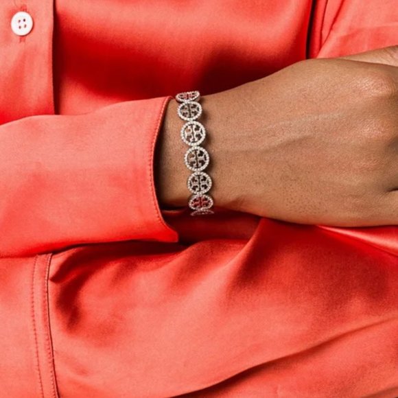 Tory Burch Silver Miller Pave Cuff Bracelet NWOT - Picture 6 of 8